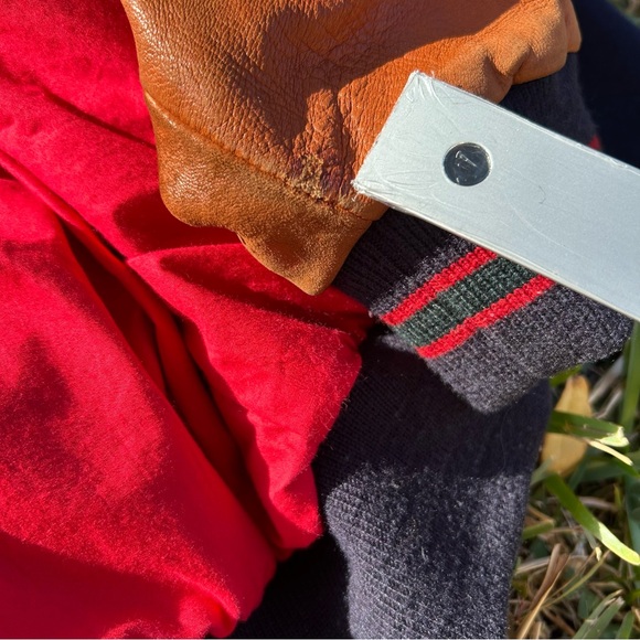 Vintage Gant Wool & Leather Varsity Color Block Bomber Wool Flyer Jacket Mens XL - Picture 8 of 12